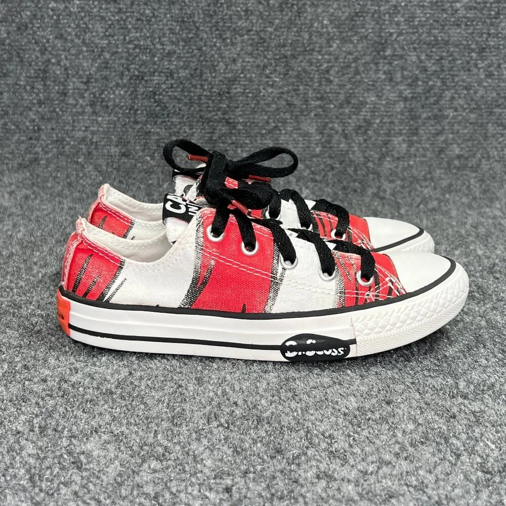 Converse Dr. Seuss Cat In The Hat Sneaker Youth Size 13 Red White Low Lace Retro